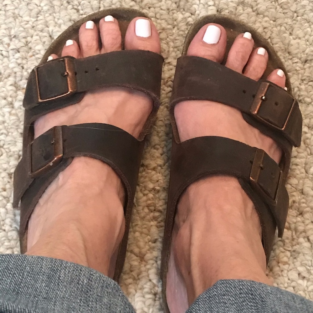 Beautiful Nubuck Birkenstocks. Copper Hardware